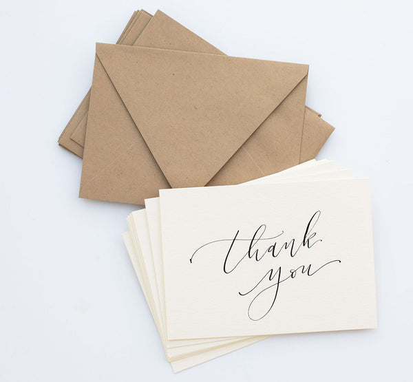 Hand Lettered Thank you Cards | Black + Kraft