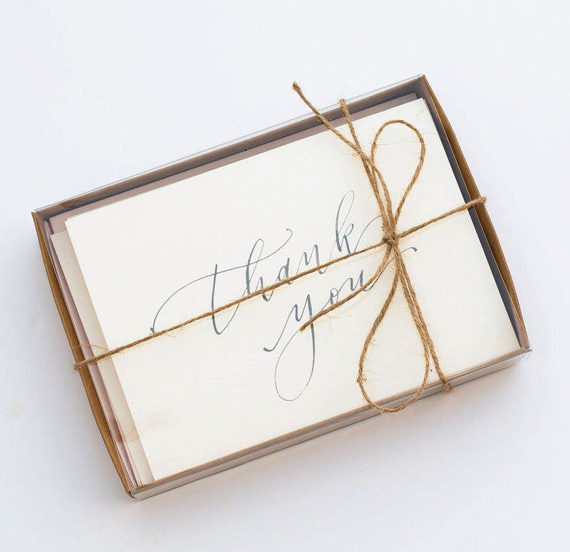 Hand Lettered Thank you Cards | Black + Kraft