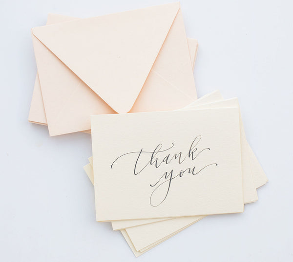 Hand Lettered Thank You Cards | Blush + Gray